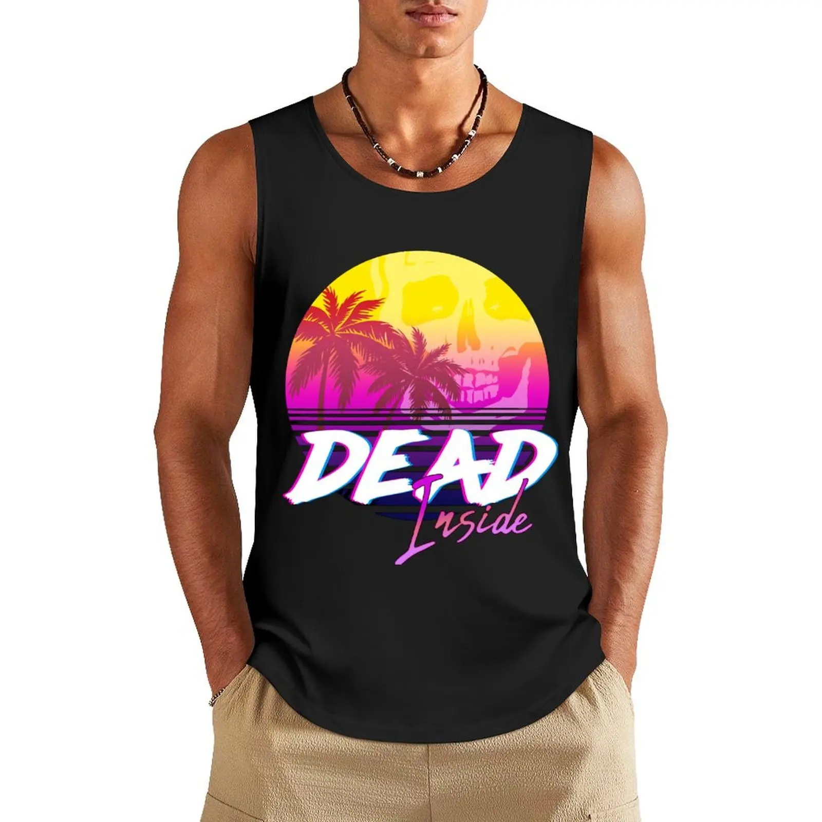 

Dead Inside - Vaporwave Miami Aesthetic Spooky Mood Tank Top summer clothes muscular man Man gym clothes