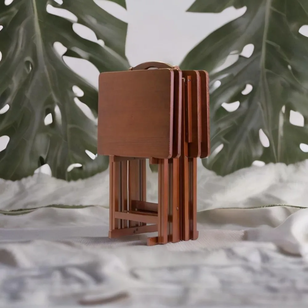 مجموعة صواني تلفزيون مريحة قابلة للطي مكونة من 5 قطع - طاولات مدمجة قوية، تصميم إطار X، طاولات وجبات خفيفة محمولة، تجميع بسيط، مثالية لـ E #4
