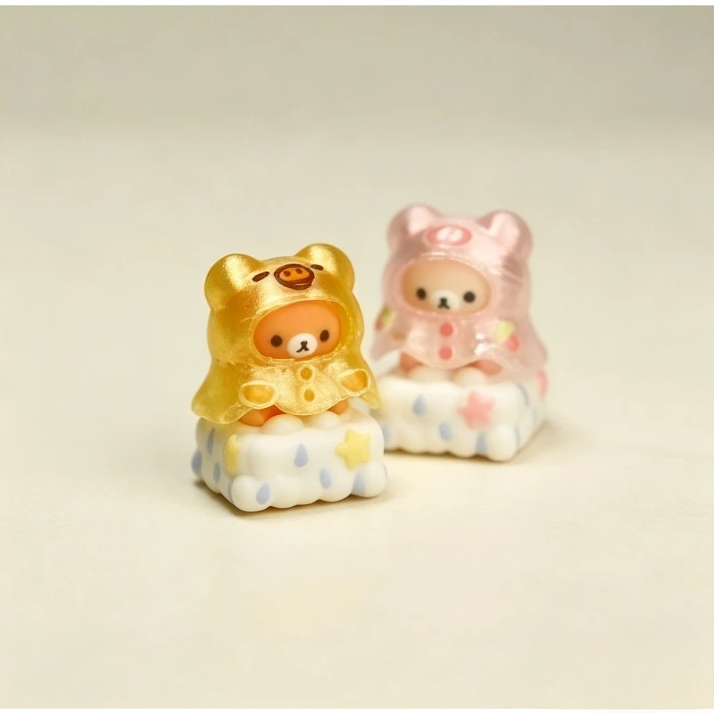 Cute Little Bear Theme Keycaps Set 3D Resin Custom Original Handmade Replace ESC Keycaps for Mechanical Keyboard Accessories