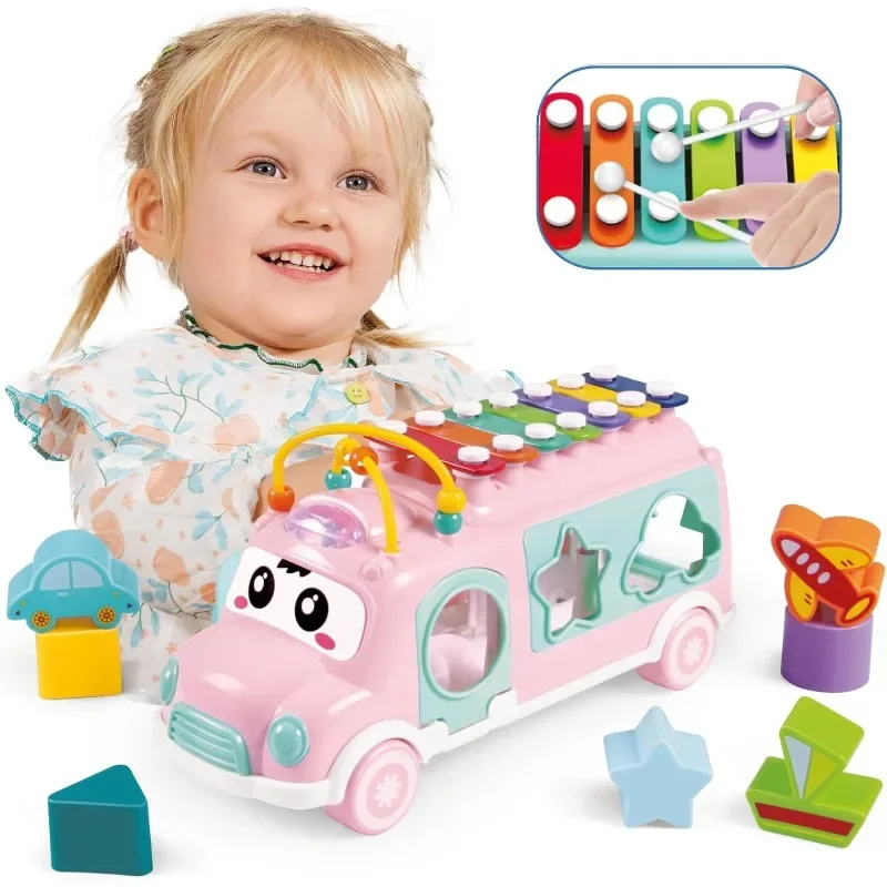 

Interactive music bus toys suitable for children-xylophone shape classifier and pushpull function-suitable for children aged 1-3