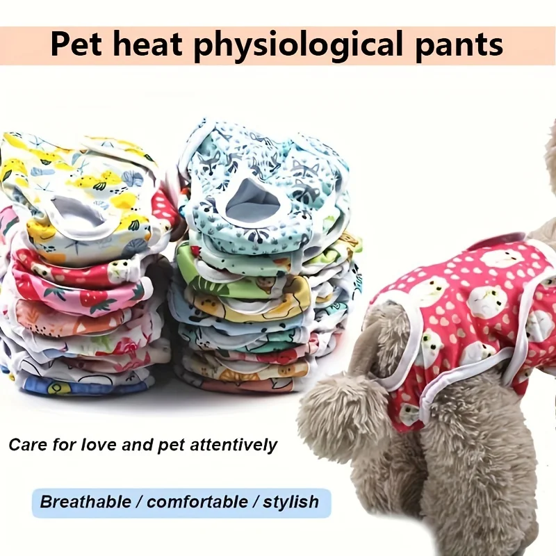 Female dog Cute Washable Male Dog Diapers, Reusable High Absorbency Leak-Proof Male Dog Diapers Dog Physiological Pants 6 colors