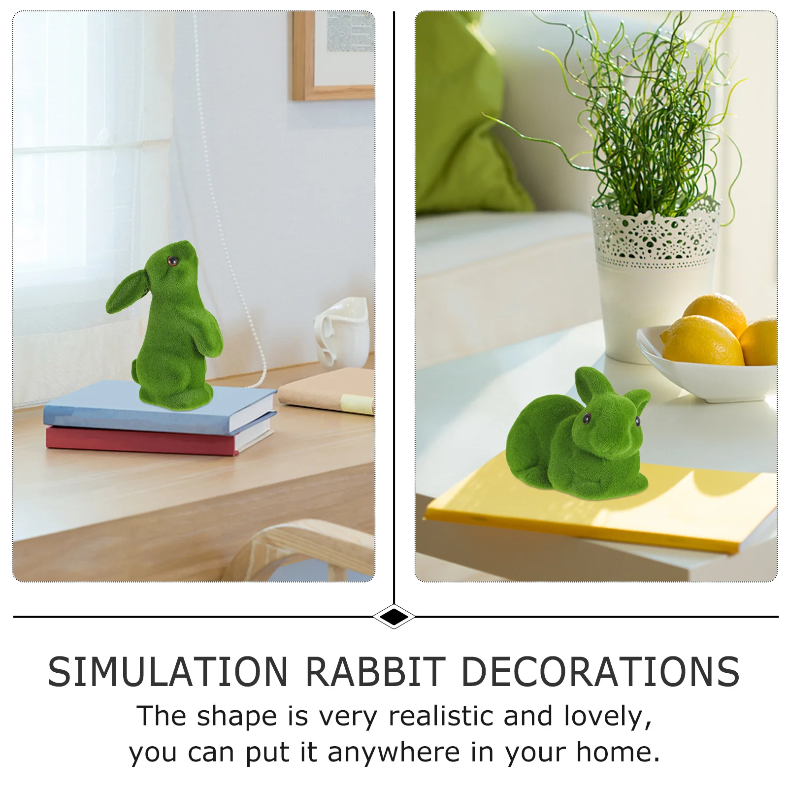 

2Pcs Festive Easter Bunny Ornament Flocked Rabbit Decor for Kids Holiday Party Gift Home Office Desk Indoor Outdoor Display