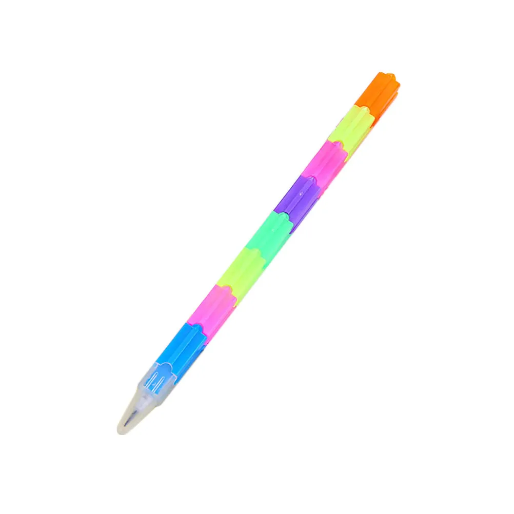 

12Pcs Multifunctional Rainbow Building Block Pencils Colorful Stackable Writing Tools for Boys Girls Students Classroom Fun
