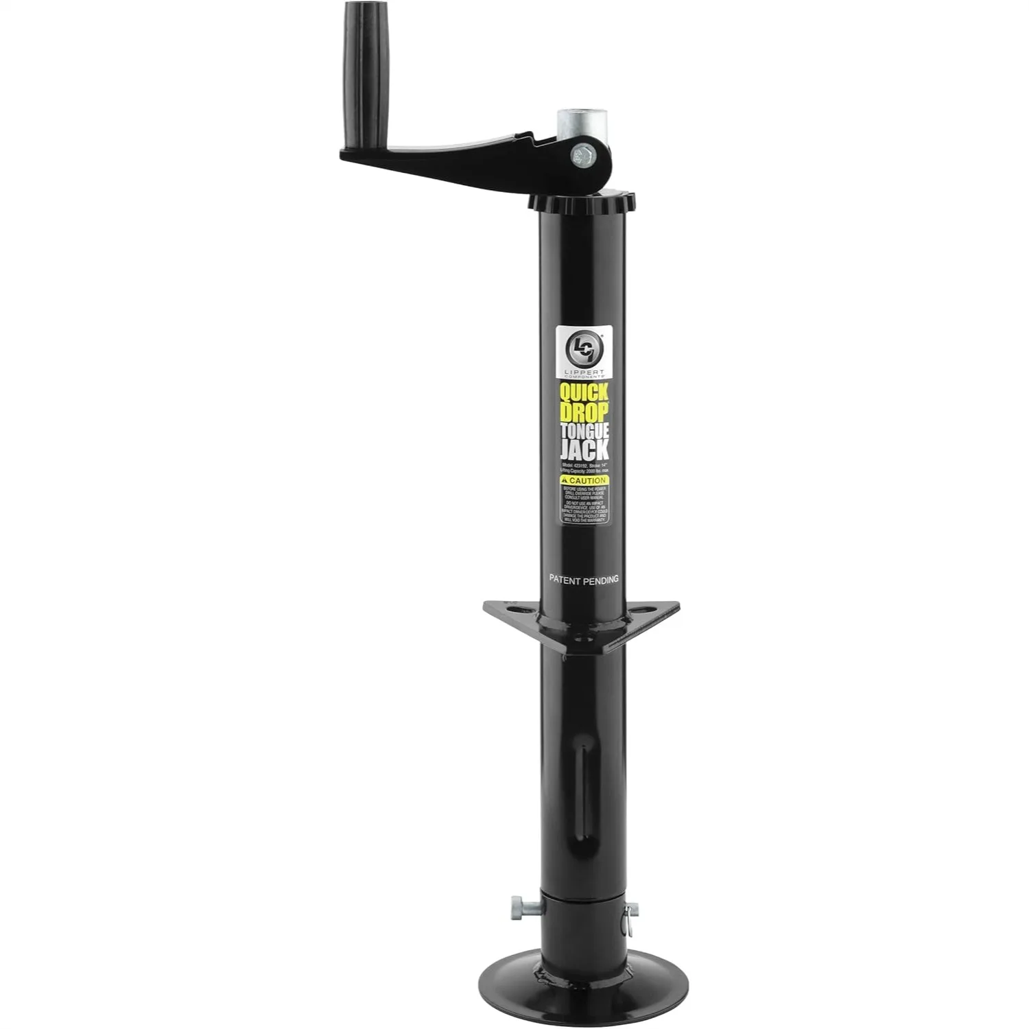 

Quick Drop Tongue Jack for A-Frame Travel, Cargo, Utility Trailers or 5th Wheel RVs in Black