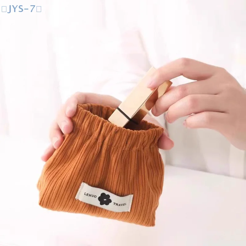 【JYS-7】1PC Corduroy Clover Storage Bag Handheld Bag Bullet Storage Bag Lipstick Cosmetics Storage Bag Convenient Mini Wallet