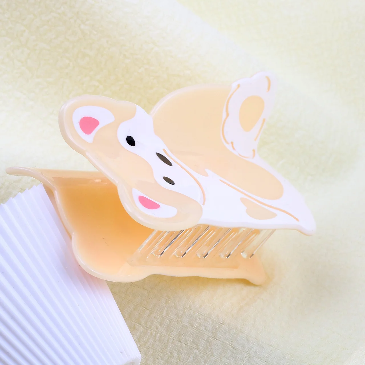 مشبك شعر كرتوني كورجي لطيف وبسيط، مشبك شعر مزخرف لتصفيف الشعر الآمن #4