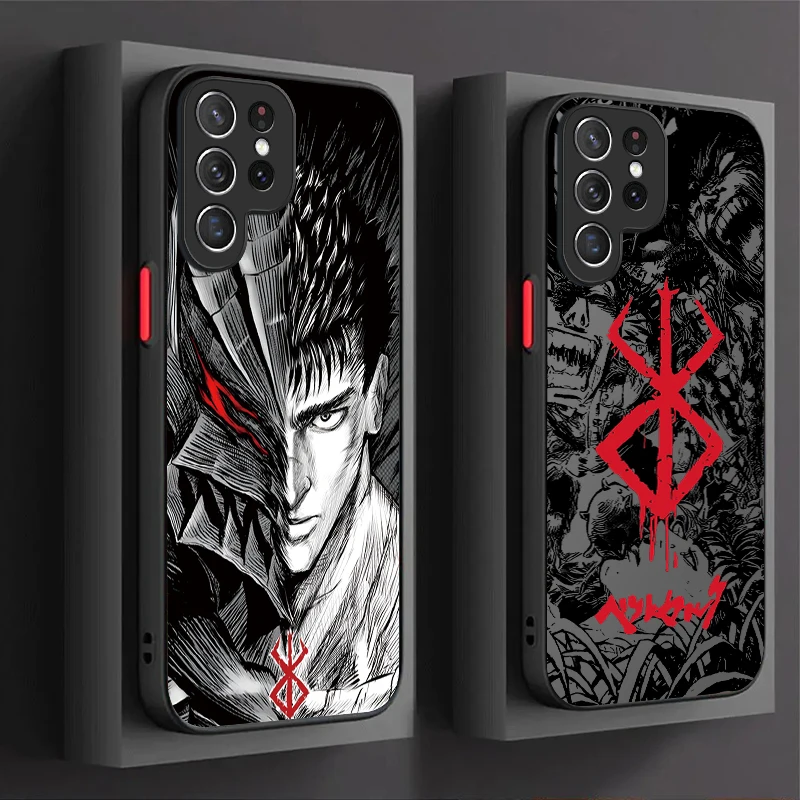 Coque de téléphone mate pour Samsung Galaxy S26 Edge S25 S24 S23 Ultra S22 Pro S21 Plus FE A07 4G A17 A37 A57 Berserk Comics Anime Cool