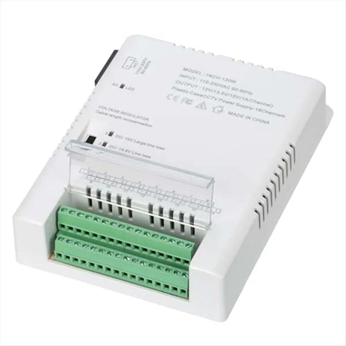 كاميرا CCTV توزيع التيار الكهربائي مزود الطاقة 90V-264VAC المدخلات إلى 12V-13.8-15VDC الناتج 16 قناة، HD16C120W-BCBW #3