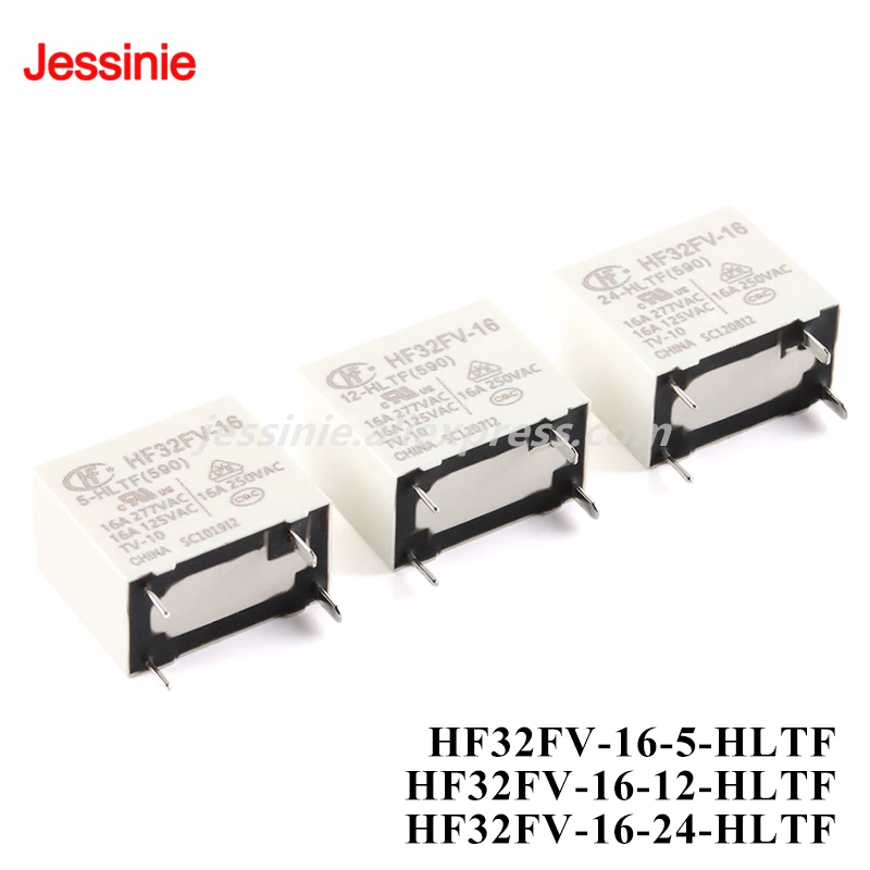 5pcs/1pc HF32FV-16-5 12 24-HLTF 5V 12V 24V DC 4Pin Sensitive Type Single Normally Open Ultra Small High Power Relay HF32FV