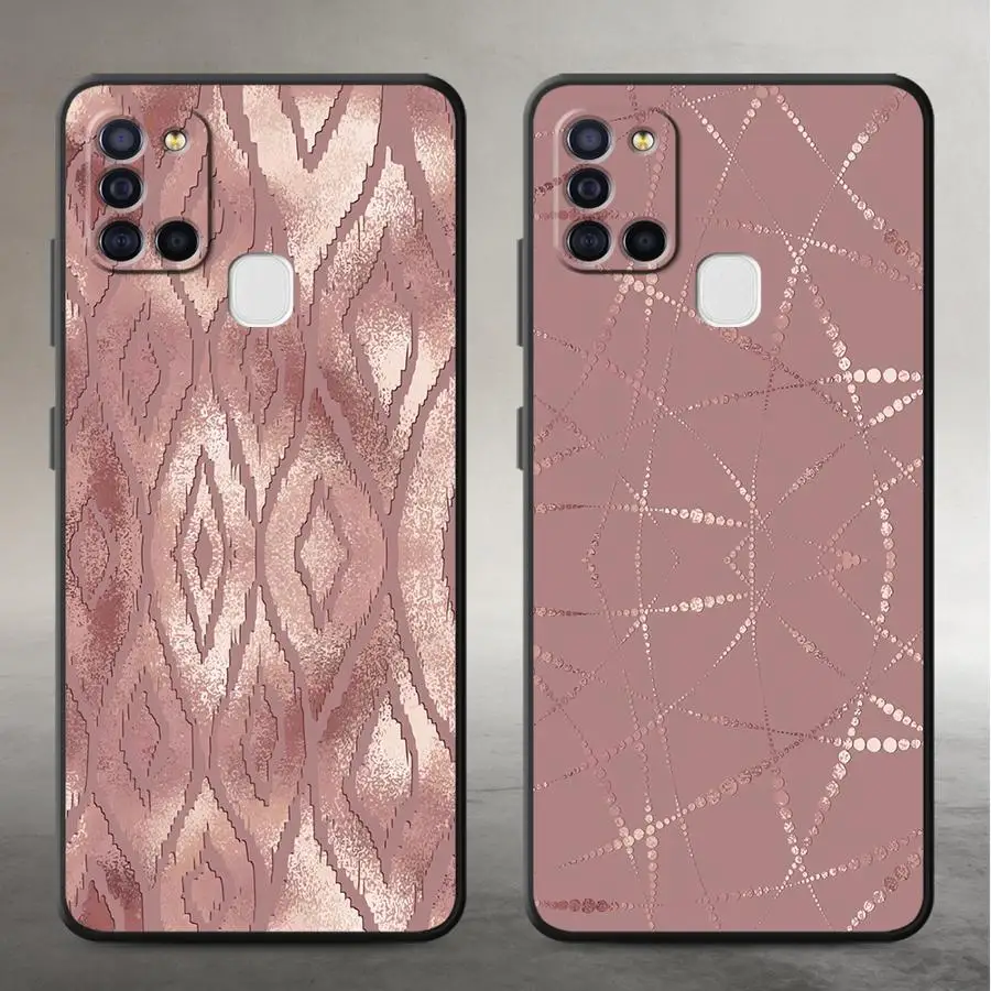 Pink Metallic Flowers Funda Phone Cover Case for Samsung Galaxy A13 A20 A15 A12 A70 A50 A16 A40 A04 A05 A06 A17