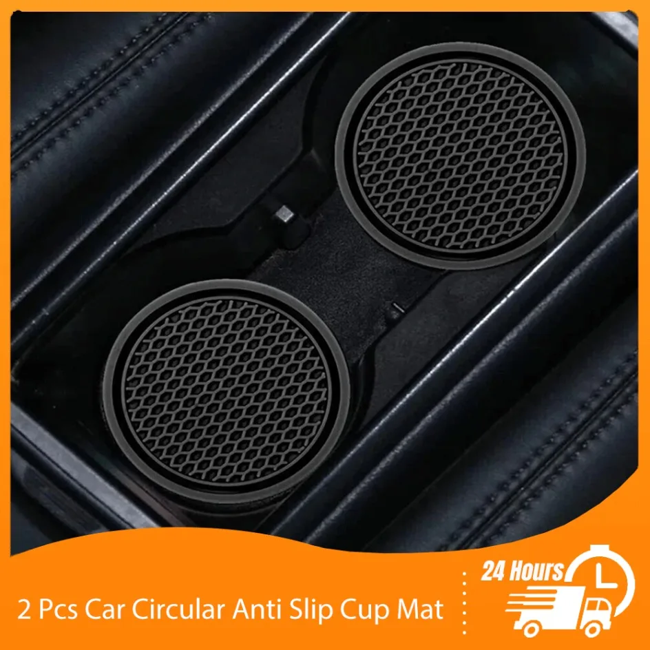 

2 шт. черный автомобильный коврик для чашки с водой, круглый противоскользящий коврик для чашки для украшения салона автомобиля, аксессуары для стайлинга автомобилей