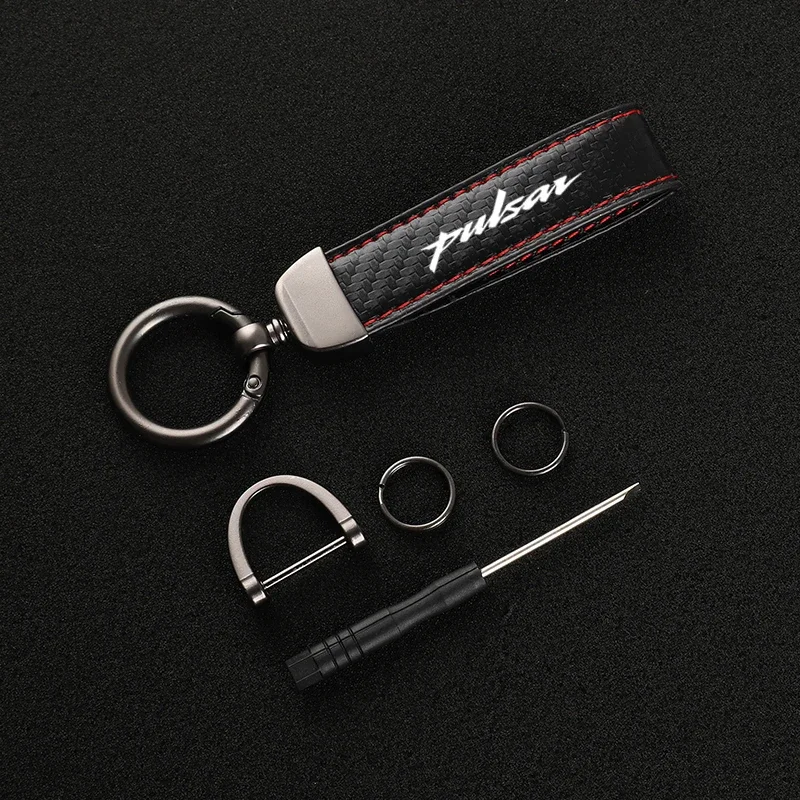 Leather Motorcycle keychain Horseshoe Buckle Jewelry for  Bajaj Pulsar 200 NS/200 RS/200 A  with logo Accessories