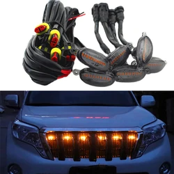 12LED Car Front Grille Light Smoked Amber Grill Light Raptor Style Day Light Replacment for Pickup Off-road SUV Ford Toyota