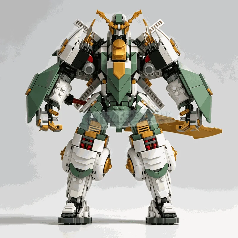 1044PCS Green White Titan Robot Building Blocks Articulated Mecha Figure Model DIY Assembly Creative Desk Display Festival Gift
