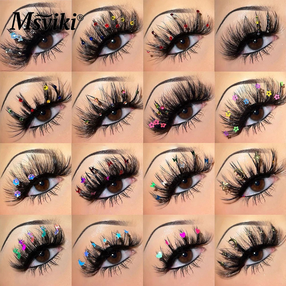 Flauschigen Natürliche 3D 5D Faux Nerz Wimpern Groß Großhandel Glitter Schmetterling Gefälschte Wimpern Box Paket Farbigen Wimpern Make-Up Liefert – Detail 5