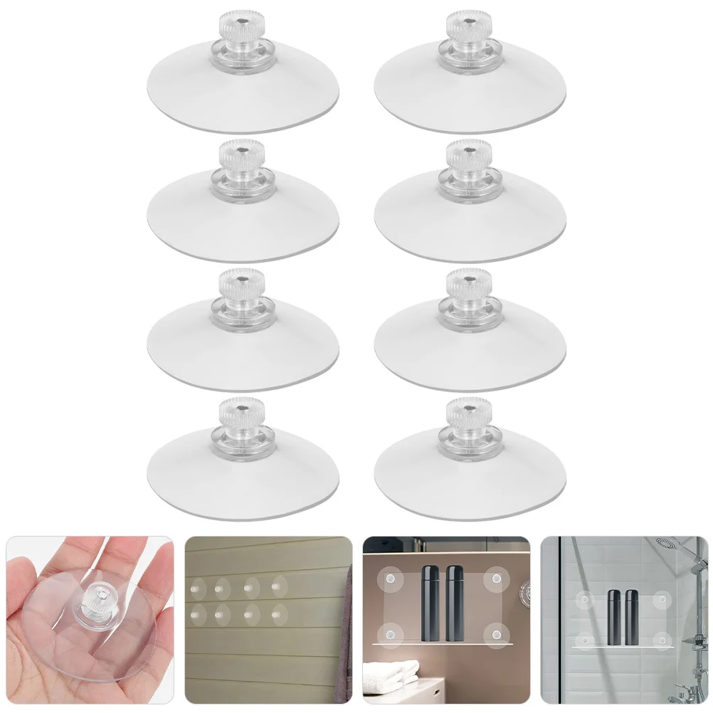 

8pcs Clear Suction Pads Plastic Sucker Holder With Metal Screw Nut For Glass Window Bathroom Kitchen Tile Wall Shelf Towel Key
