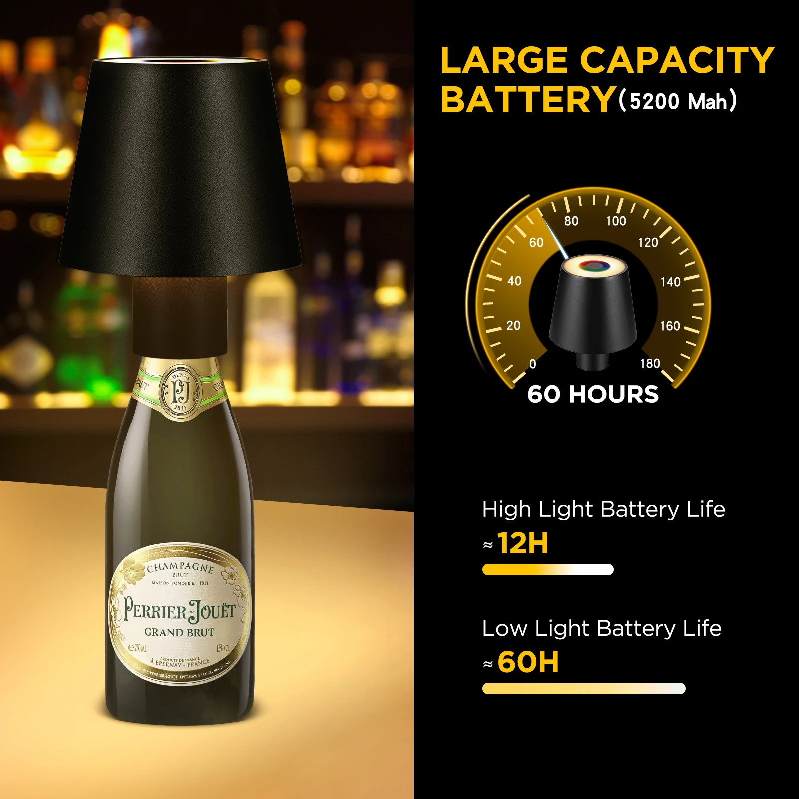 Lámpara LED para botella de vino, luz nocturna de Metal inalámbrica portátil con atenuación táctil, recargable por USB, decoración de comedor
