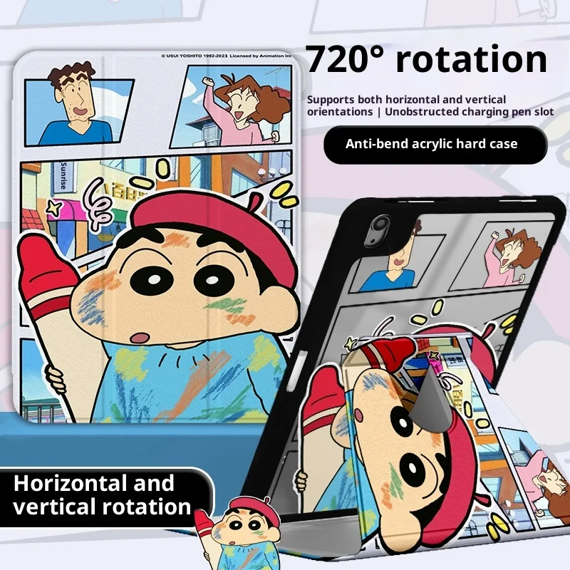 

MINISO Crayon Shin-chan For iPad Case Funda ipad A16 10th 11th Gen Mini A17 Protective Shell Air 3 4 5 Pro 4 5 6 M4 Tablet Cover