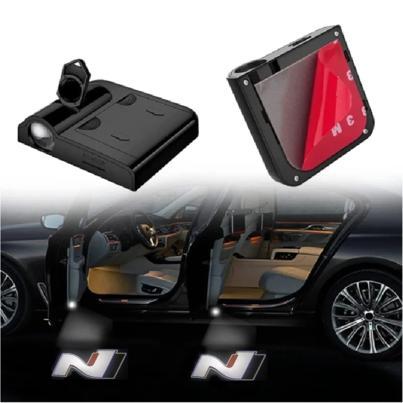 

2Pcs Car Door Projector Courtesy Lights LED Welcome Lamp N Logo For Hyundai Veloster Kona Elantra i30 i20 Sonata