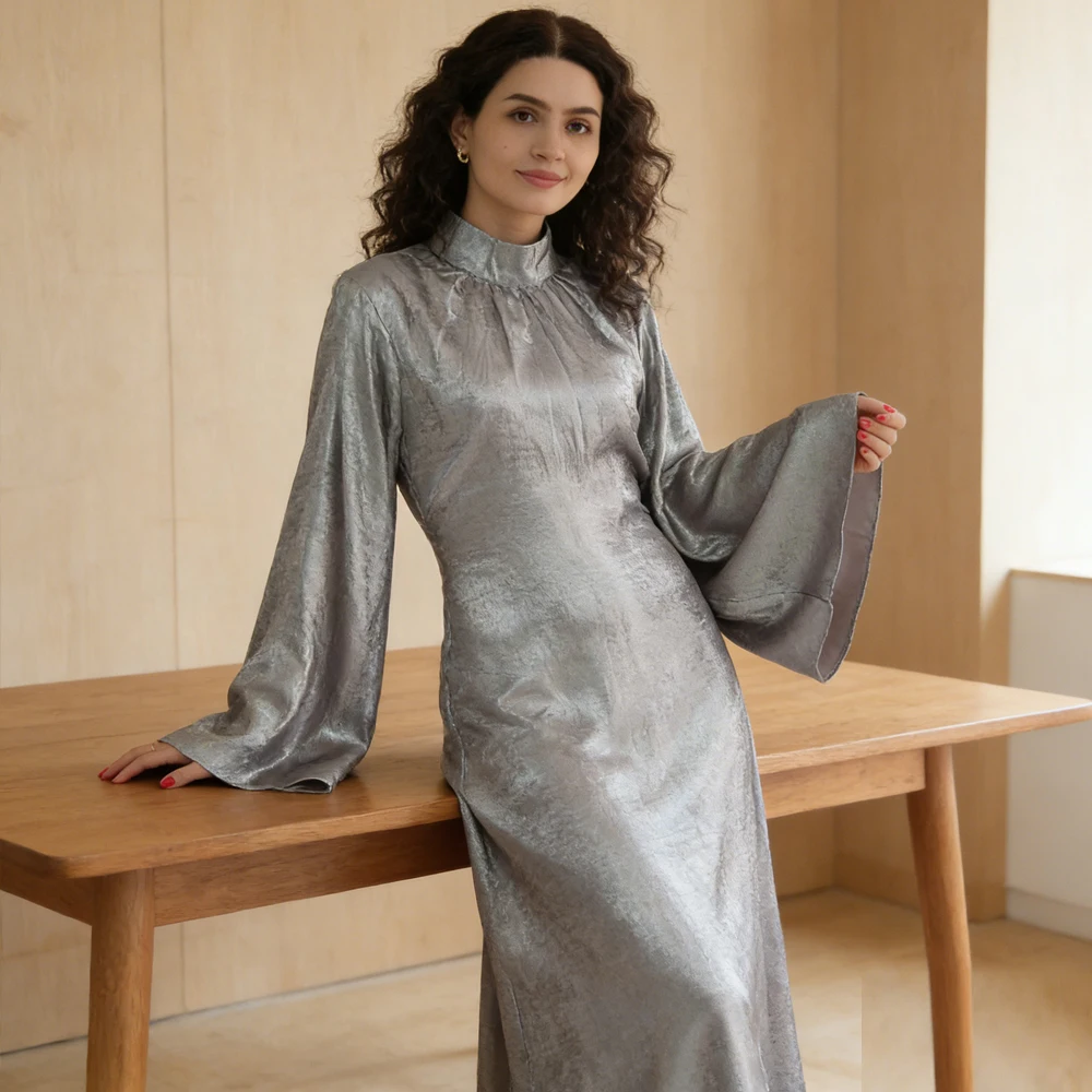 

Роскошное мусульманское платье-абайя с рукавами «летучая мышь» для праздника Рамадан и Ид, Дубай, кафтан, джеллаба, исламская одежда для женщин