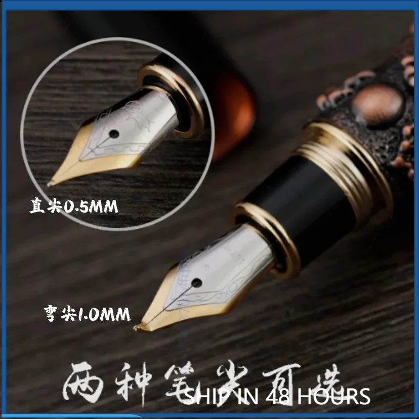 For Jinhao Oriental Dragon Embossed Metal Fountain Rollerball Signature Ink Pen For Business Office Practice Gift