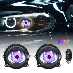 33 Patterns Dynamic 3 Inch Devil Eyes Lens Light For 12v Car Demon Eye Red Eye Retrofit Kits Headlight Assembly Auto Accessories