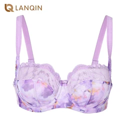 Women's Floral Lace Balconette Bra Non Padded Plus Size Bras Underwire Bralette D DD E F G H Cup 32-40 42