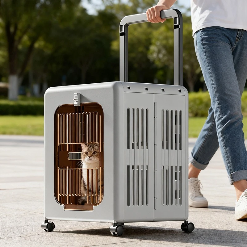 Outdoor Cat Cer with Wheel Telescopic Handle le Durle Cat Sall Dog Trael Cer Box Transparent Large Pet Bag