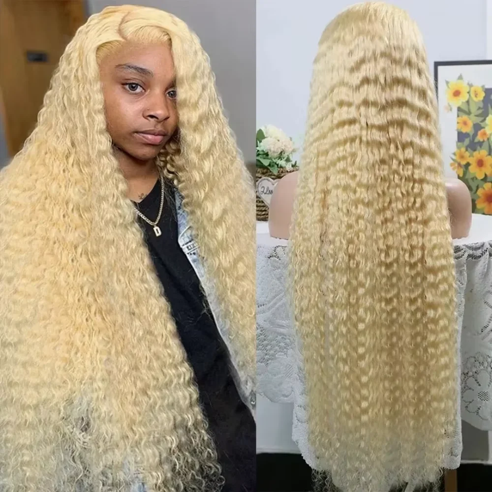 

13x6 HDLace Front Human Hair Wigs 30 40 Inches Deep Wave Wigs 613 Honey Blonde Color 13x4 Lace Frontal Curly Wave Wigs For Woman