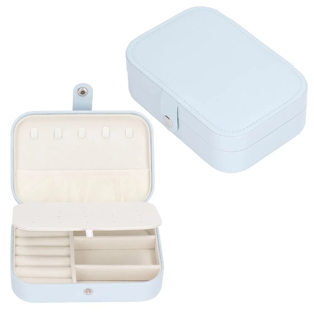 Large Capacity Travel Jewelry Case Durable Leather Travel Jewelry Box Simple Double Layer Jewelry Organizer Travel
