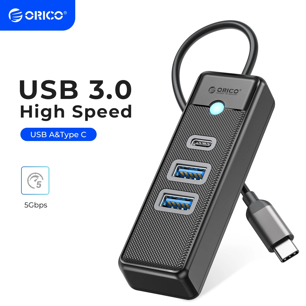 ORICO USB C Hub 3 Ports USB 3.1 Type C to USB 3.0 Hub Adapter with 2 USB A 1 Type C for Laptop Mobile Phone Tablet