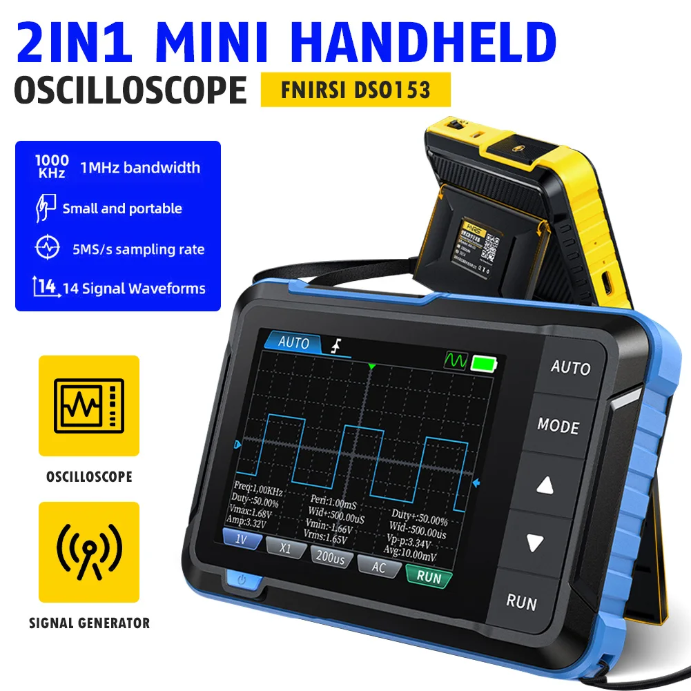 FNIRSI DSO153 Handheld Digital Oscilloscope Signal Generator 2in1 5MSa/s 1MHz Analog Bandwidth 800 VPP With PMW Electronic Tools