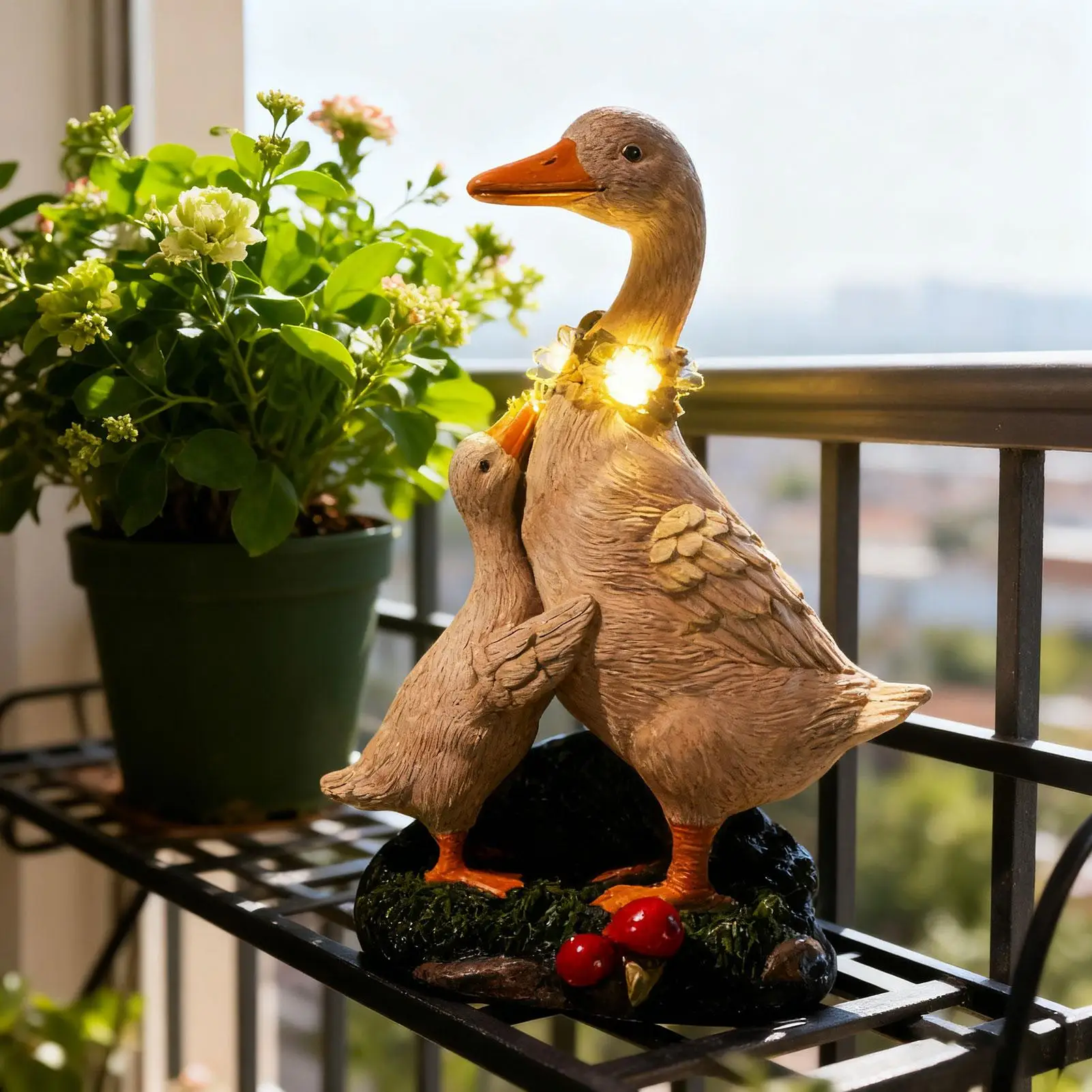 

Goose Statue Outdoor Solar-Powered Resin Outdoor Figurine Patio Animal Sculpture for Homeowners Gardeners Collectors Lawn Patio