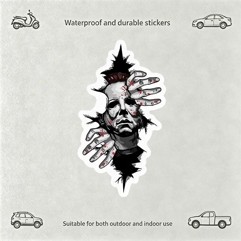 Car StickersWaterproof Sticker Vinyl Durable for Vehicle Decoration Custom Punk Horror Face ArtAuto Decor