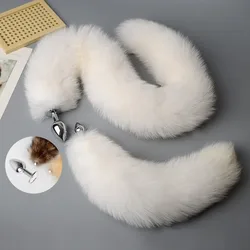 Erotic BDSM Sexy Toys of Real Fur Super Fat Fox Tail with Size Changeable Anal Butt Plug for Women Animal Cosplay Sex Games