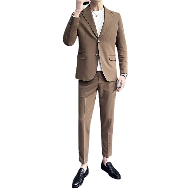 L7372 Small-Fit Drapeerpak Voor Heren Met Enkele Rij Knopen