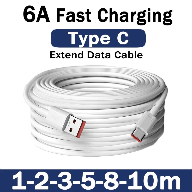1/5/10m USB Type C Ultra-long Data Wire Fast Charging USB C Cable Extra Long Extend Charger Wire Cord for Samsung Xiaomi Huawei