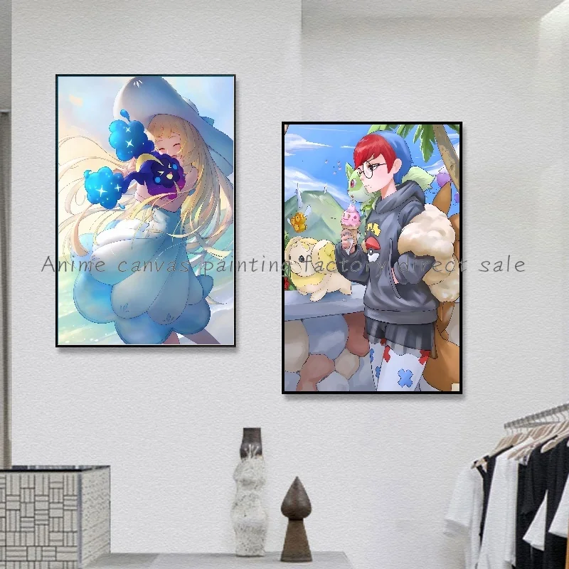 Classic Anime Pokemon Pikachu Canvas Painting HD Poster Printing Mural Picture Wall Art Living Room Home Decoration Painting