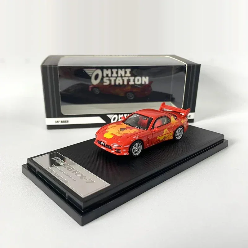 Mini Station 1/64 Model Car RX-7 Alloy Die-Cast Sport Vehicle Collection - Orange