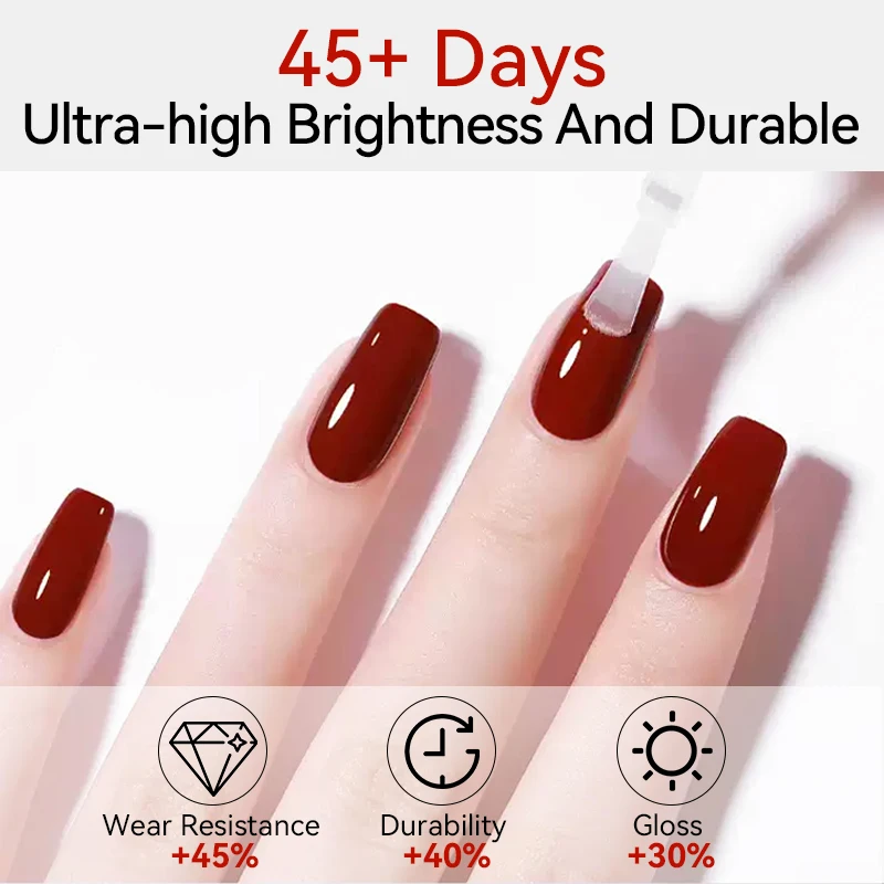 BORN PRETTY 15ml Super Top Coat do Lakieru Hybrydowego 45 Dni Wzmocnienie Żel Budujący Baza Żelowa Długotrwały Lakier Hybrydowy Soak Off