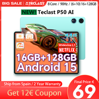 Ai Tablet Pc Teclast P50Ai 11 Inches 90Hz Android 15 (6Gb+10Gb)16Gb Ram 128Gb Lpddr5 1280X800 Ips 7000Mah Wifi-6 Bt 5.4