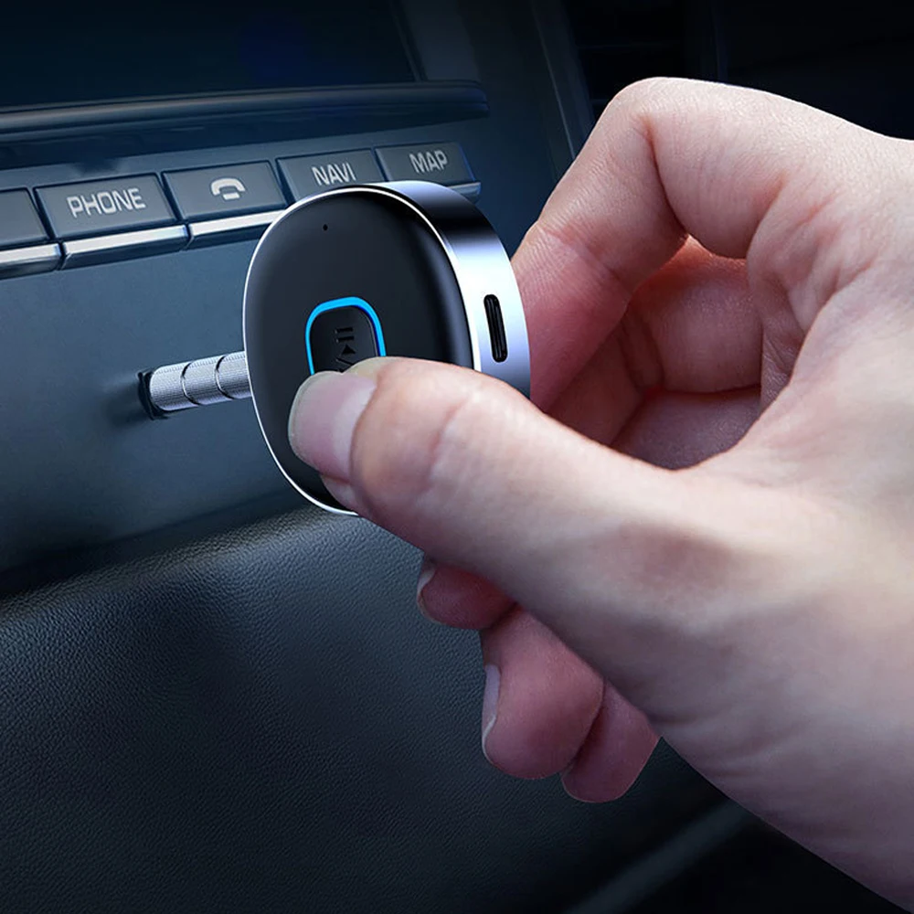 새로운 J33 자동차 블루투스 5.0 자동차 오디오 수신기 변환기 블루투스 어댑터AUX 3.5mm 자동차 음악 수신기 어댑터 무선 자동차 키트