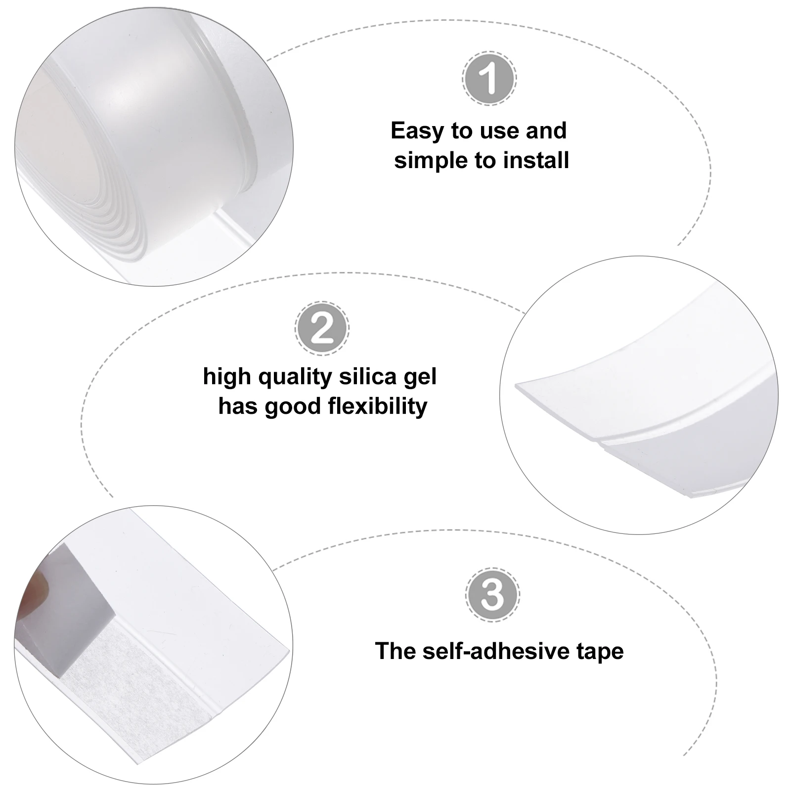 

2pcs Door Window Seal Strip Silicone Self Adhesive Weather Stripping Dustproof Windproof Garage Sealing Tape Cold for Doors