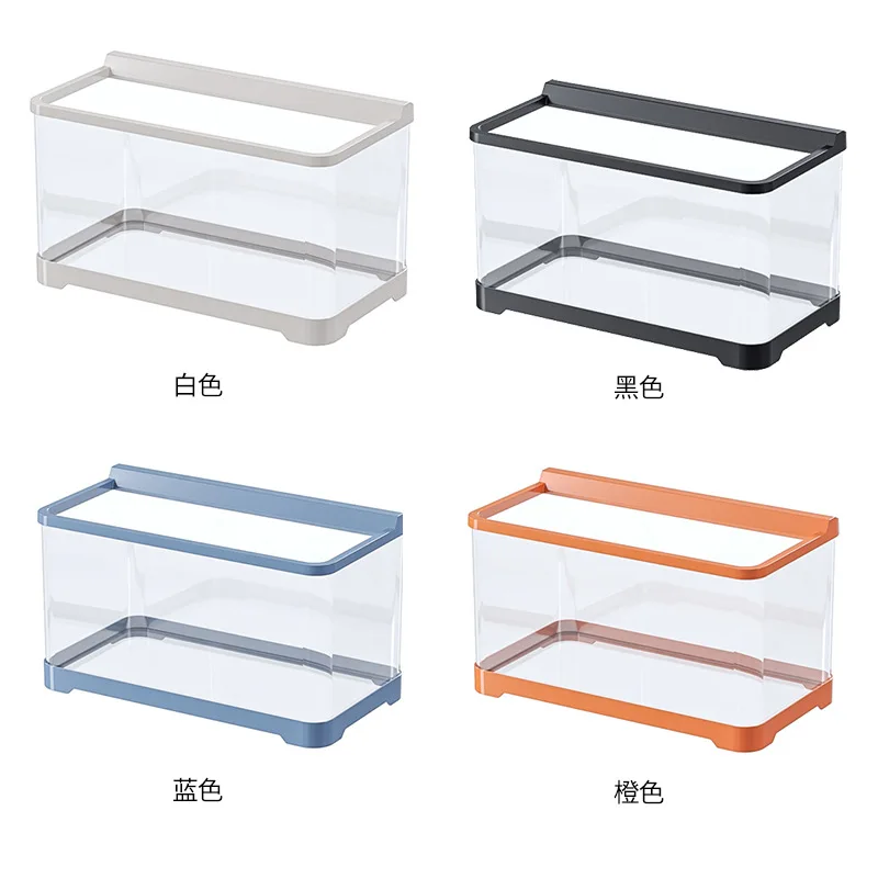 

Экологический аквариум для гостиной, небольшой домашний настольный ландшафтный пластиковый аквариум со световой полосой, фильтр «три в одном»