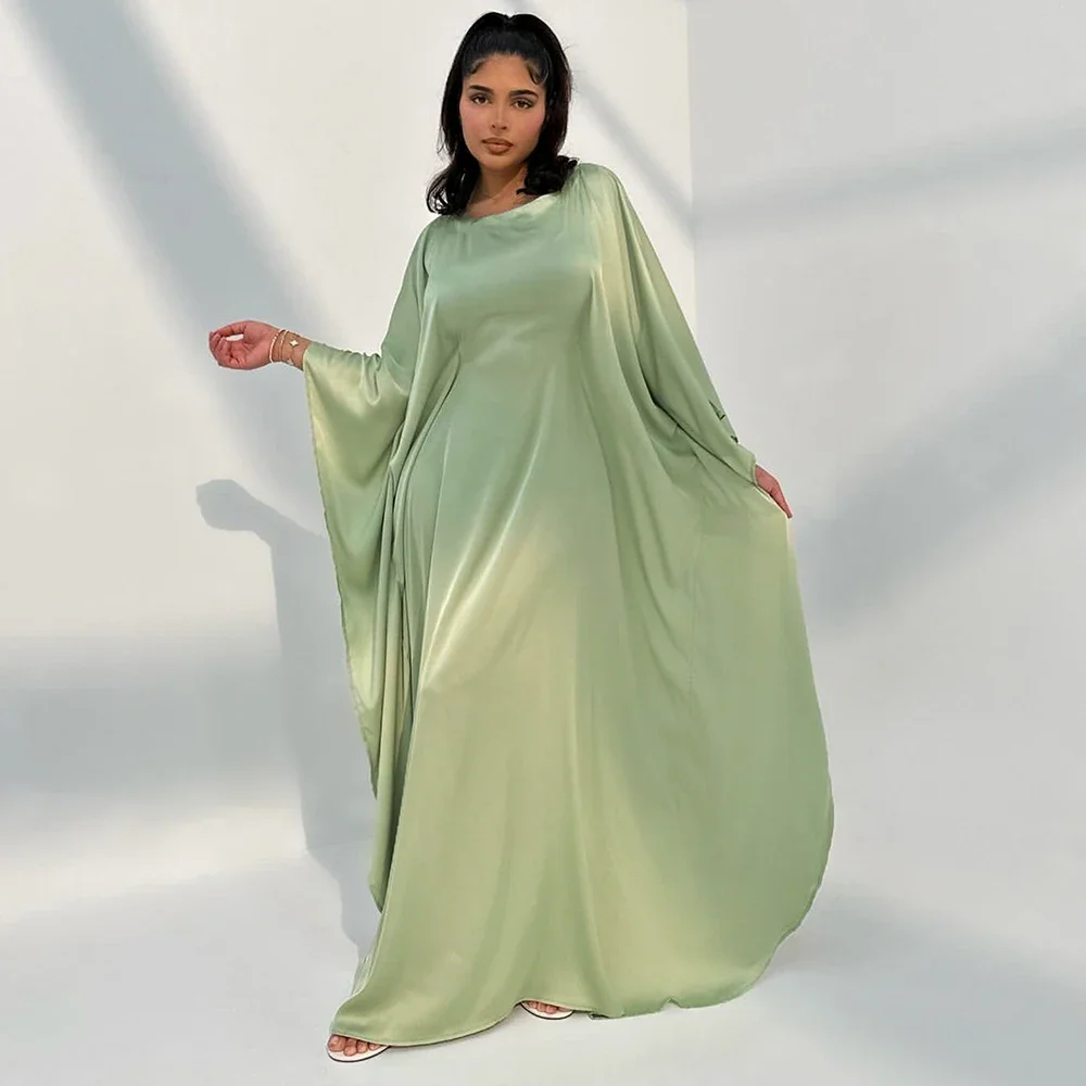 

Comfortable Classic Abaya 2024 Islamic Clothing Satin Fabric Batwing Kaftan Women's Dresses Modest Abaya Women Muslim Dress