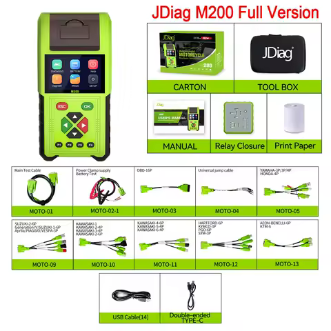 JDiag M200 Full Version Motorcycle Diagnostic Scanner Moto Fault Code Reader Battery Tester MotoScan Tool For BMW Yamaha SUZUKI