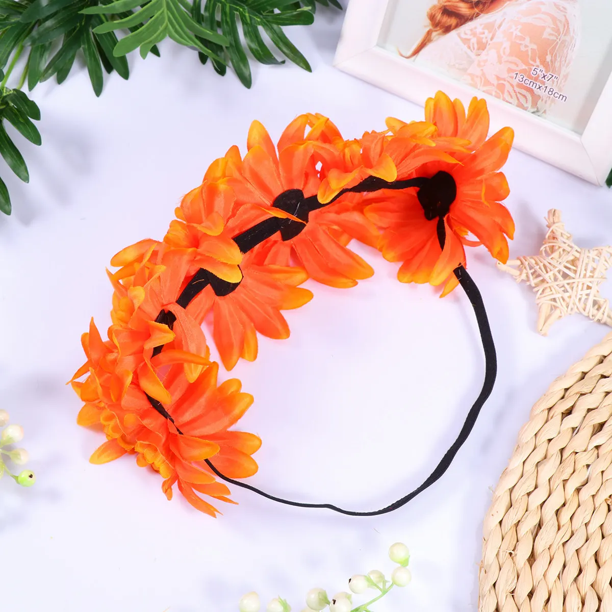 1Pcs Simulation Sunflower Flower Headband Elegant Lightweight Soft Fabric Hair Accessory for Special Occasions Wedding Party
