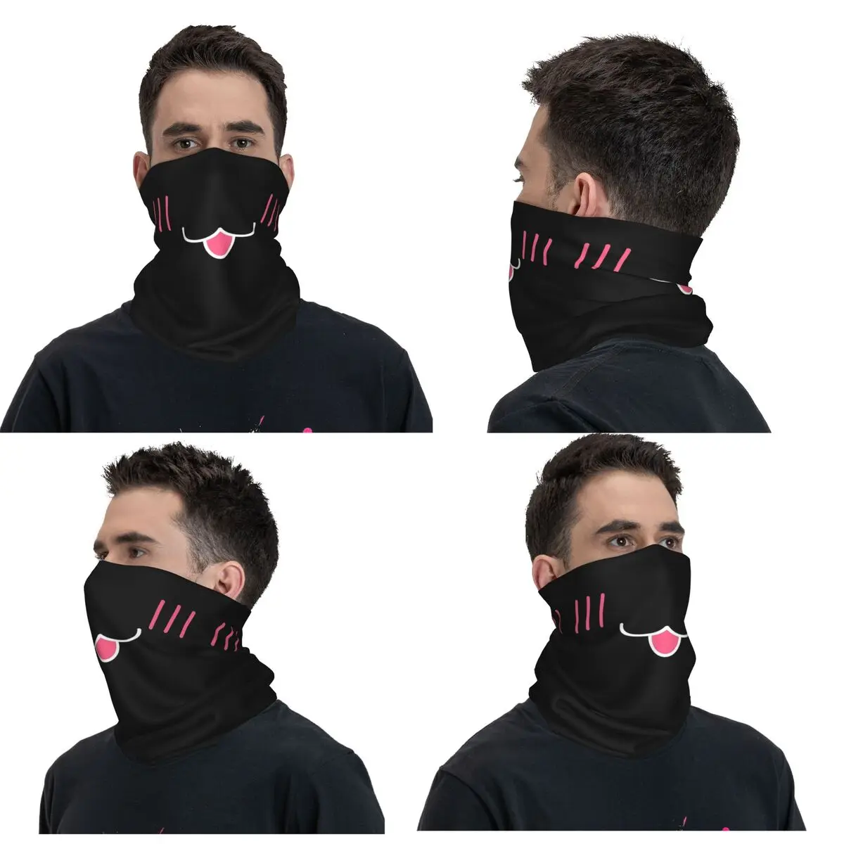 Nyan Blush Black Bandana Neck Cover Printed Wrap Mask Scarf Multi-use Headwear Outdoor Sports Unisex Adult Washable