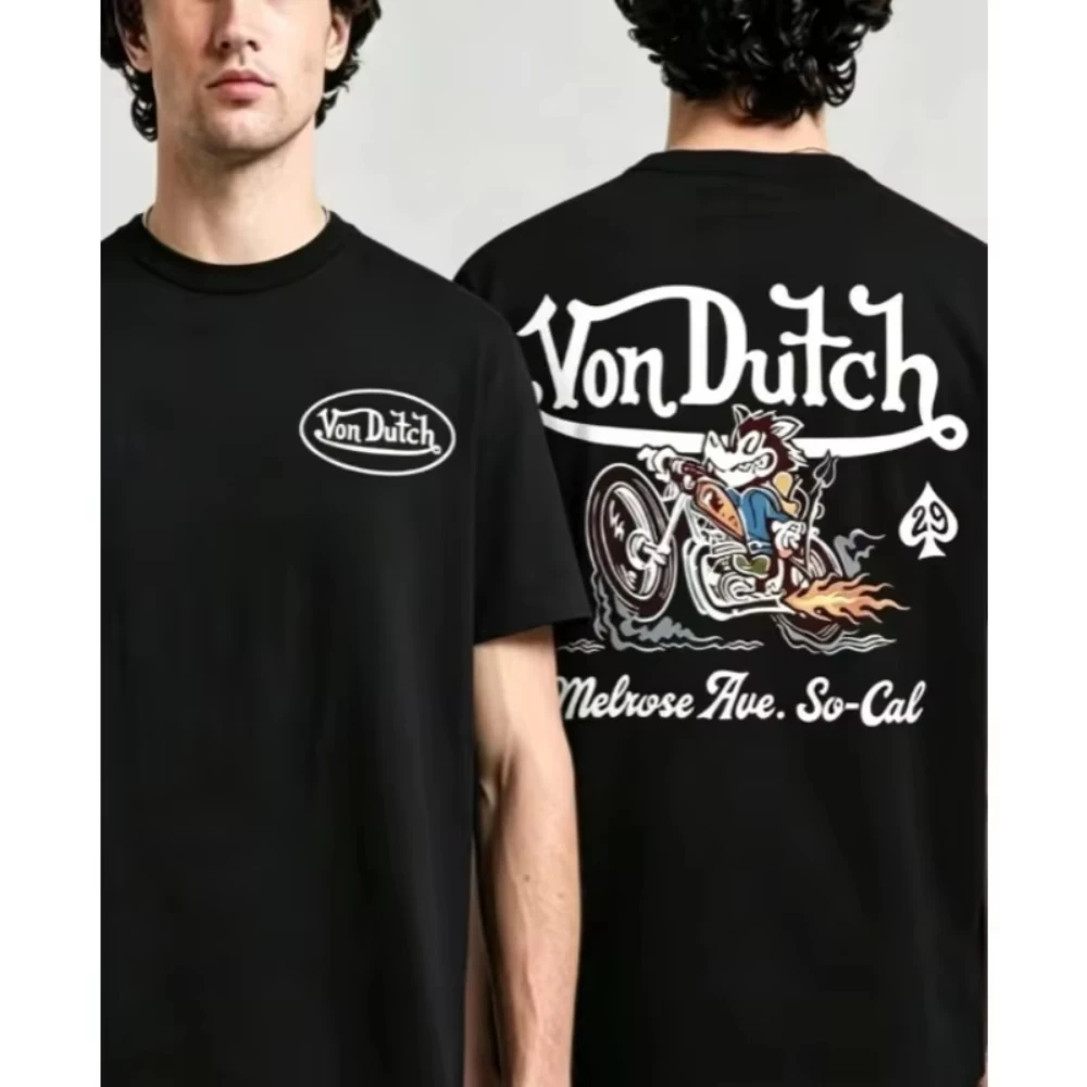 New 2026 Vintage Motorcycle Cartoon Graphic Printed Cotton Kids Adults Unisex Short Sleeve T-Shirt, Casual Crew Neck Tops