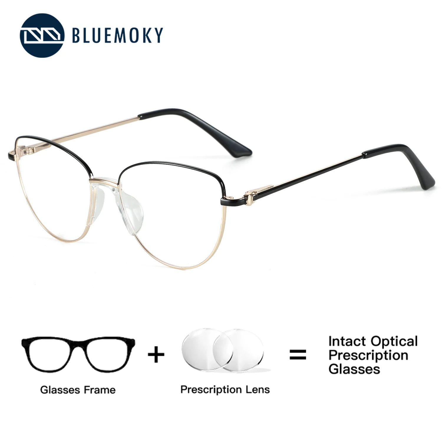 

BLUEMOKY 2025Metal Butterfly Prescription Glasses,Women's Round Custom Optical Lenses with Recipe,Reading Progressive Multifocal